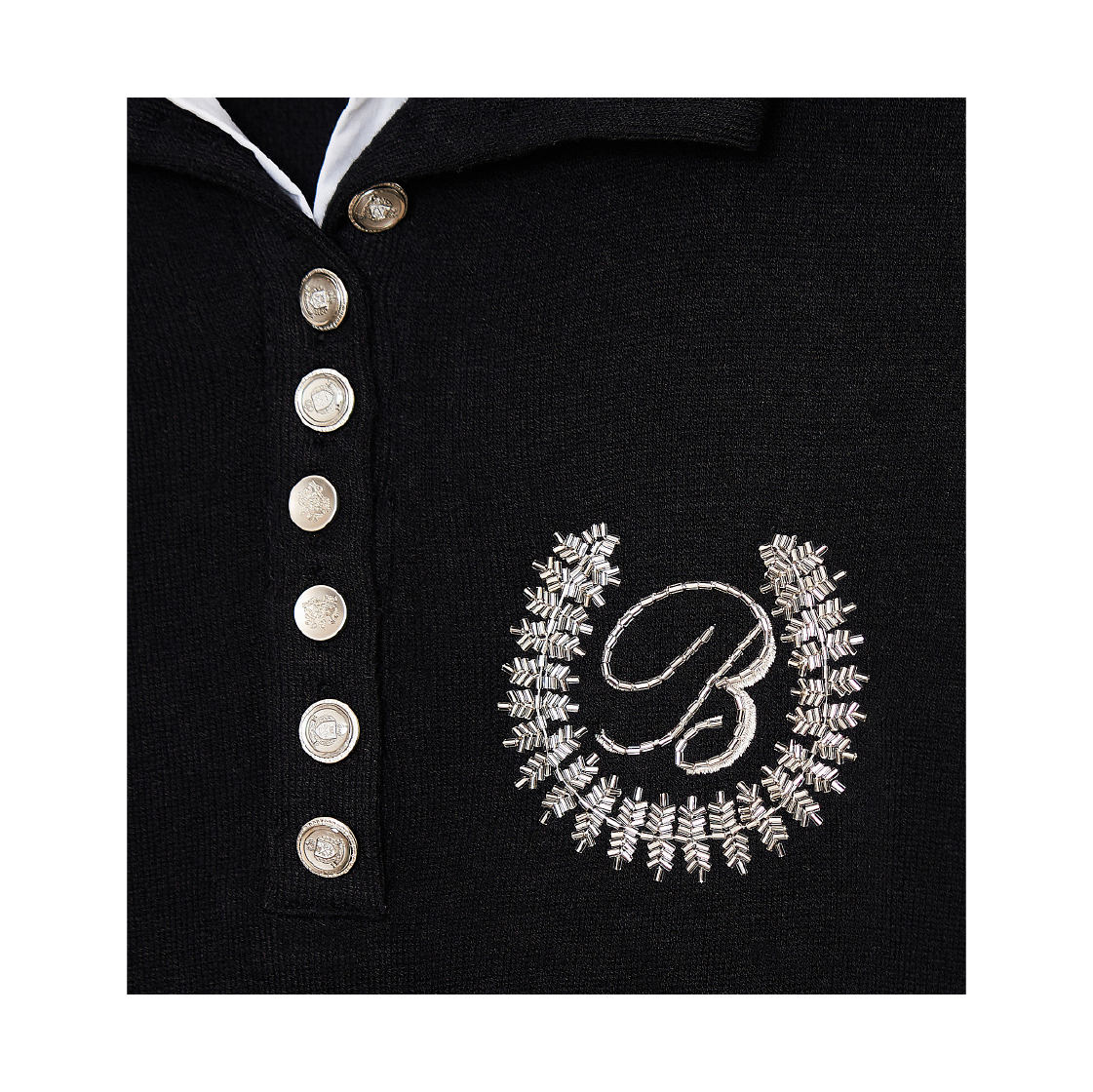 본네 비디드 더블 칼라 탑 블랙(Bonnae Beaded Double Collar Top Black) - 3