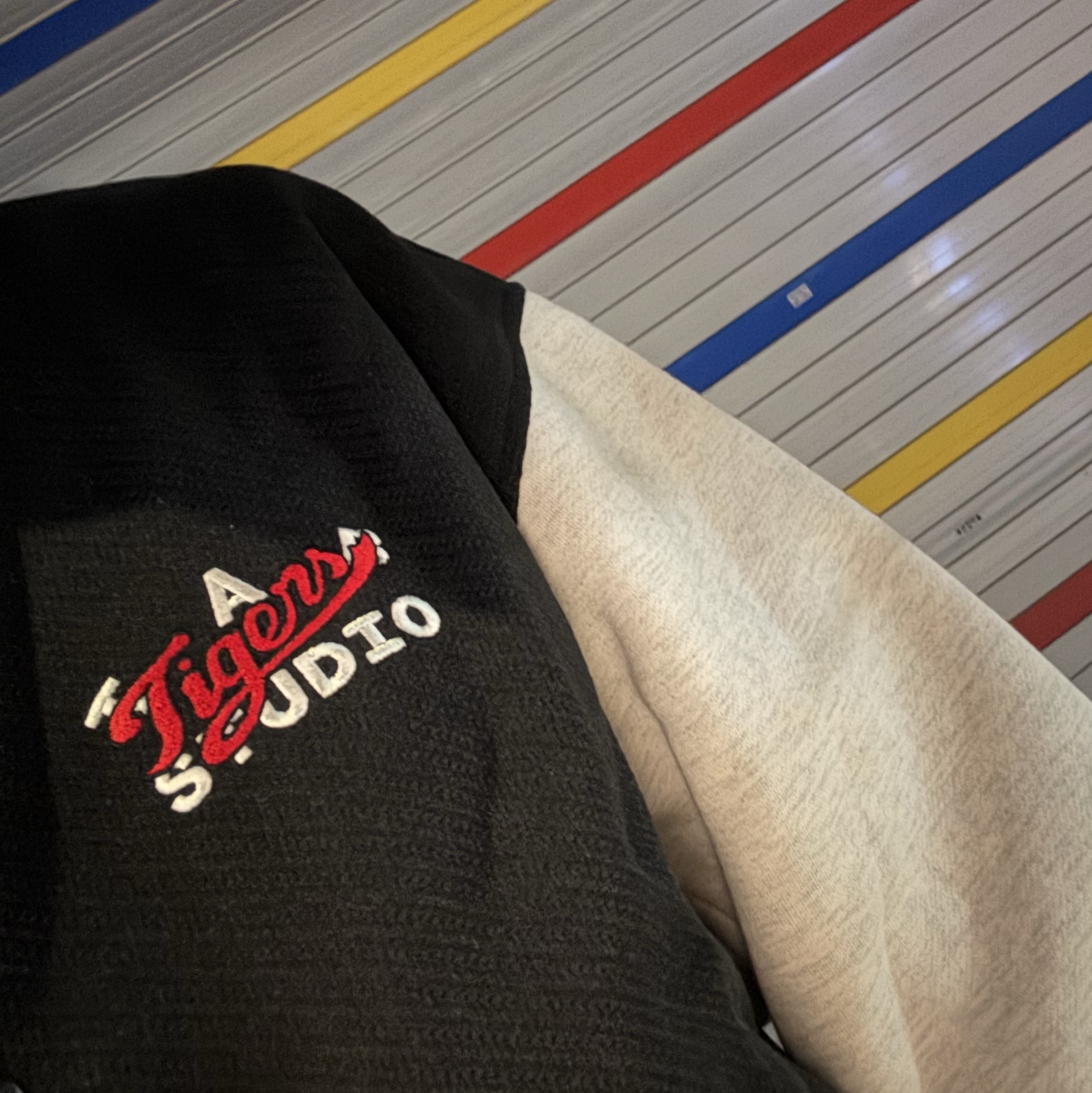 Kia Tigers x IAB Studio Double Logo Stadium Jacket 착용 스타일