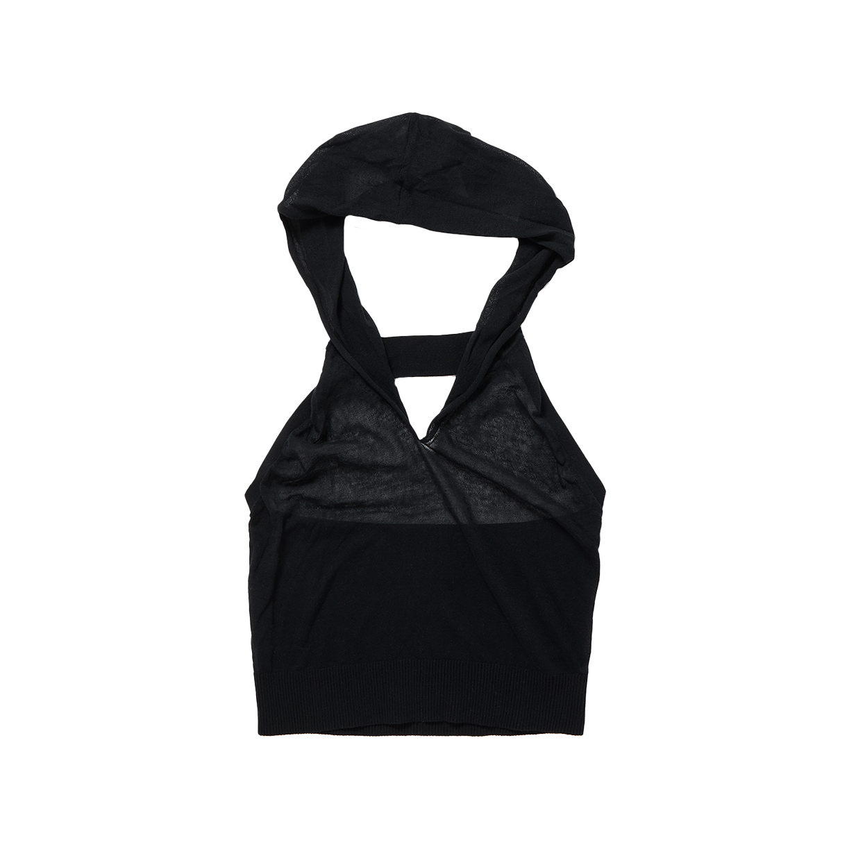 퍼버즈 우먼 크롭 후디 니트 탑 블랙 - 26SS(Perverze Women Cropped Hoodie Knit Top Black - 26SS)