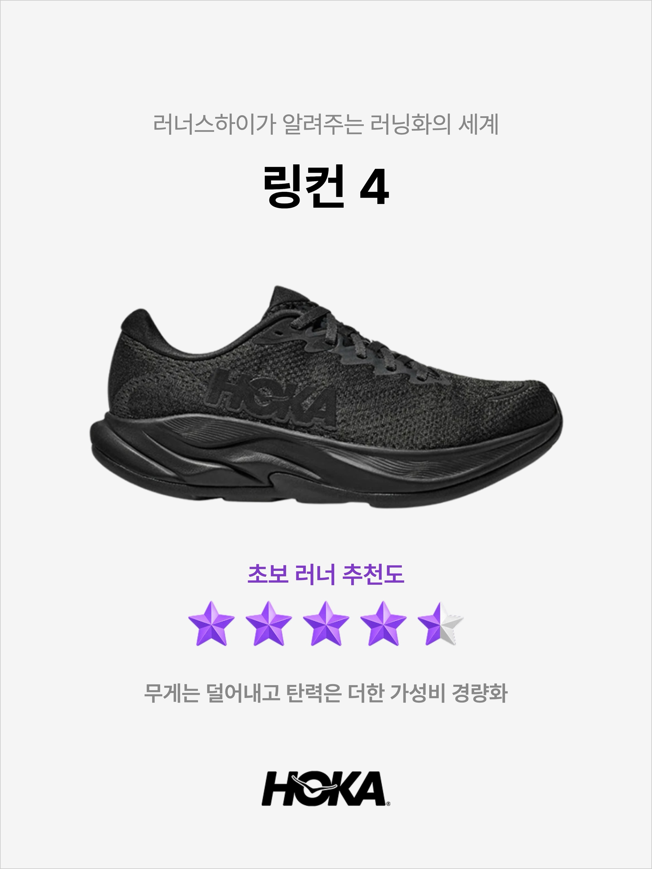Hoka Rincon 4 Black - Wide, Hoka Rincon 4 Stardust Cosmic Grey - Wide 착용 스타일 - 1