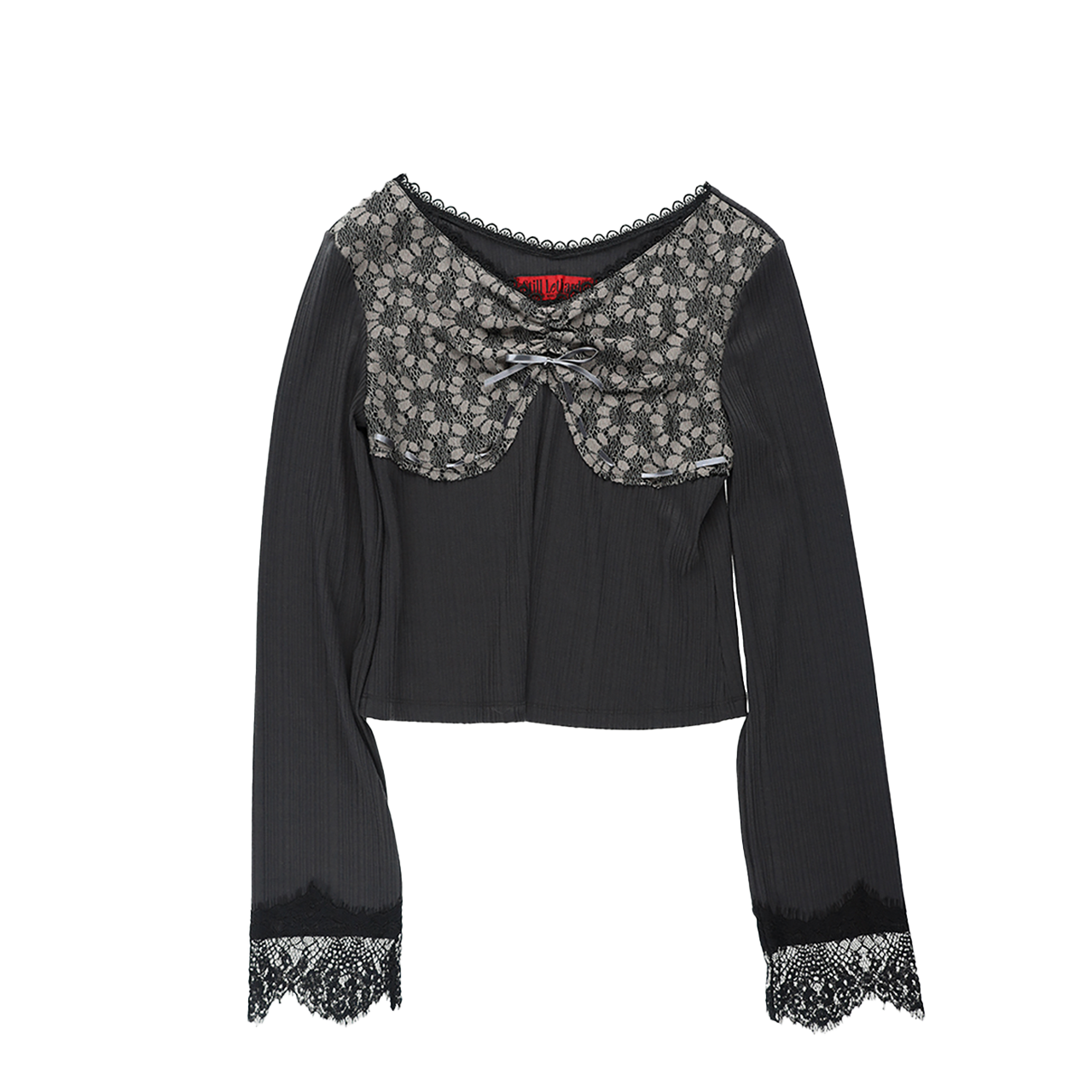 스틸레써디 로코코 리브드 탑 그레이(Still Lethardy Rococo Ribbed Top Grey)