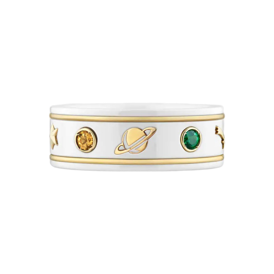 구찌 젬스톤 아이콘 링 18K 옐로우 골드 화이트(Gucci Icon Ring with Gemstones 18K Yellow Gold White) - 2