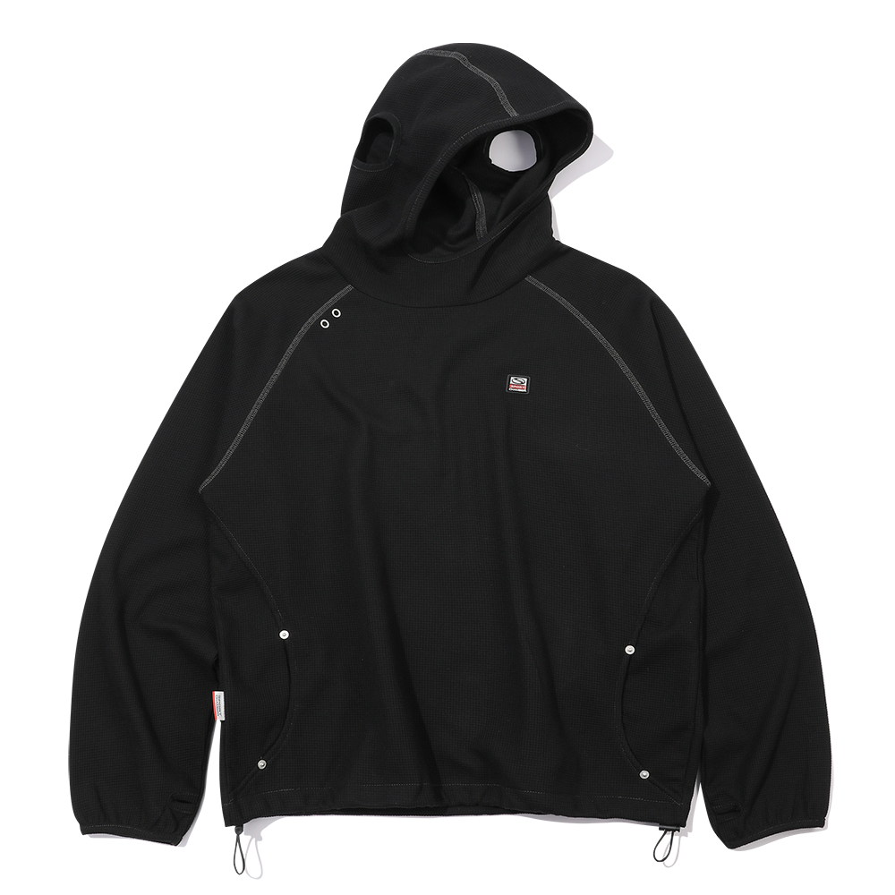 [트리플적립] 스포츠챔버 SC 와플 이어오픈 후드 티셔츠 블랙([트리플적립] SPORT CHAMBER SC Waffle Ear-Open Hood T-shirt BLACK)