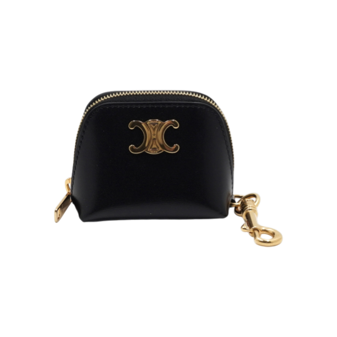 셀린느 49J773GUD.38NO 블랙 레더 마이크로 트리옹프 동전파우치 겸 백참aa61770(Celine Black Leather Micro Triomphe Coin Pouch and Bag Charm)