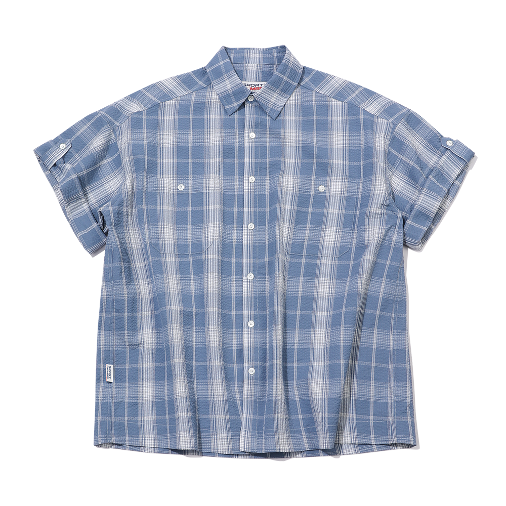 [트리플적립] 스포츠챔버 SC 스퀘어 체크 롤업 셔츠 블루([트리플적립] SPORT CHAMBER SC Square Check Roll-up Shirt BLUE)