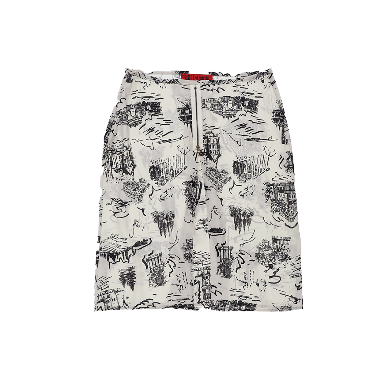 SL26SSSK04IV Still Lethardy Drawing Zipper Skirt Ivory