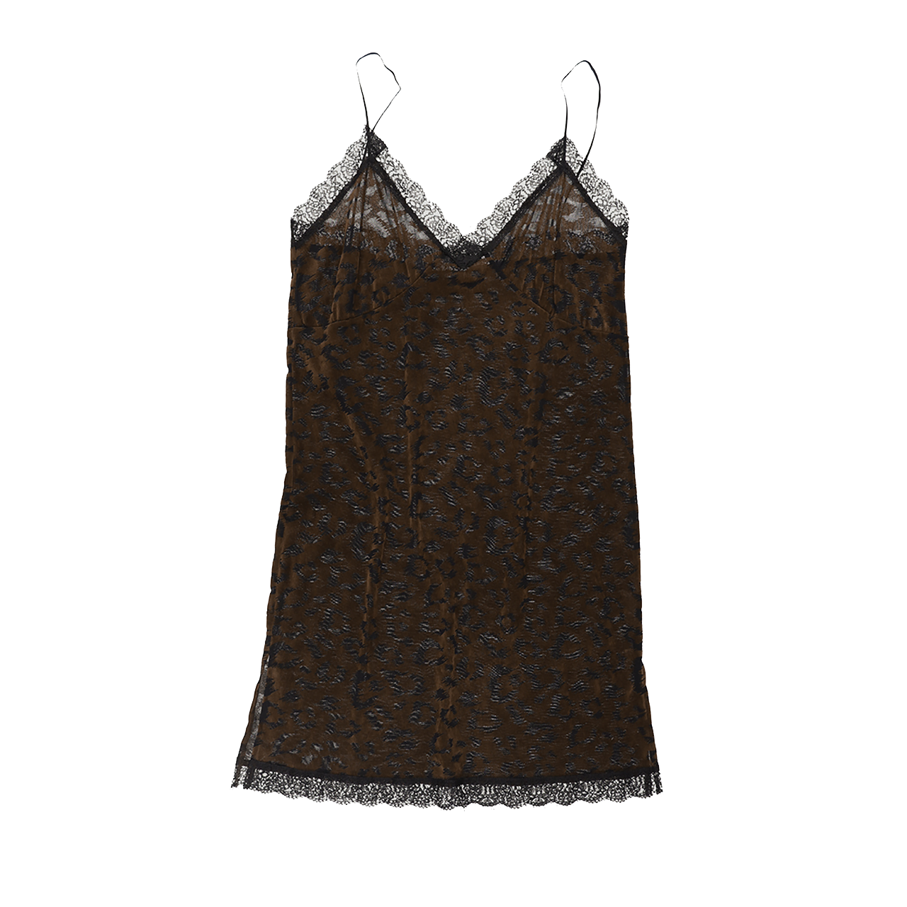 SL26SSDR01BR Still Lethardy Leopard Slip Dress Brown