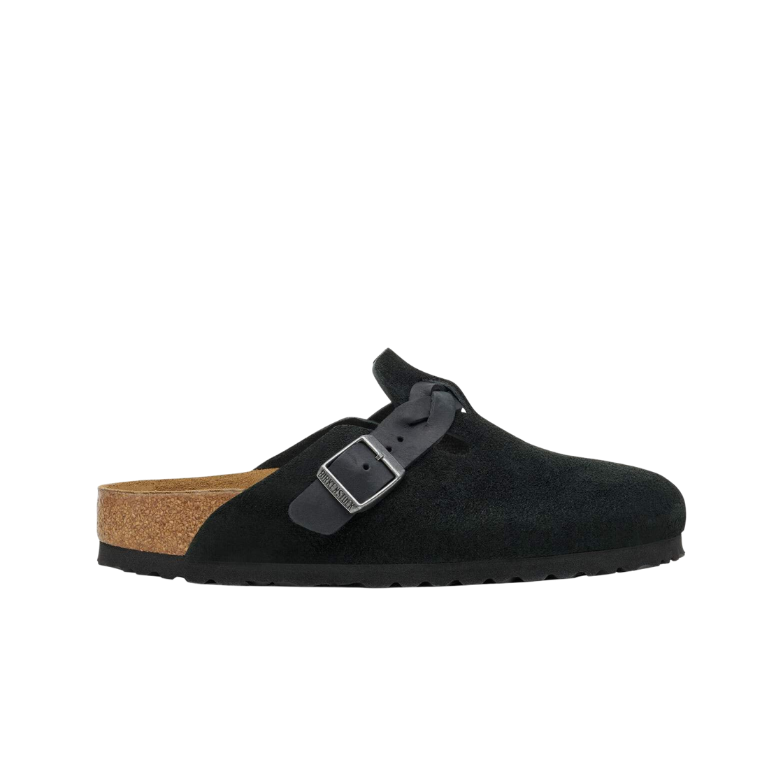 1030497 Birkenstock Boston Braided Suede Leather Black - Narrow