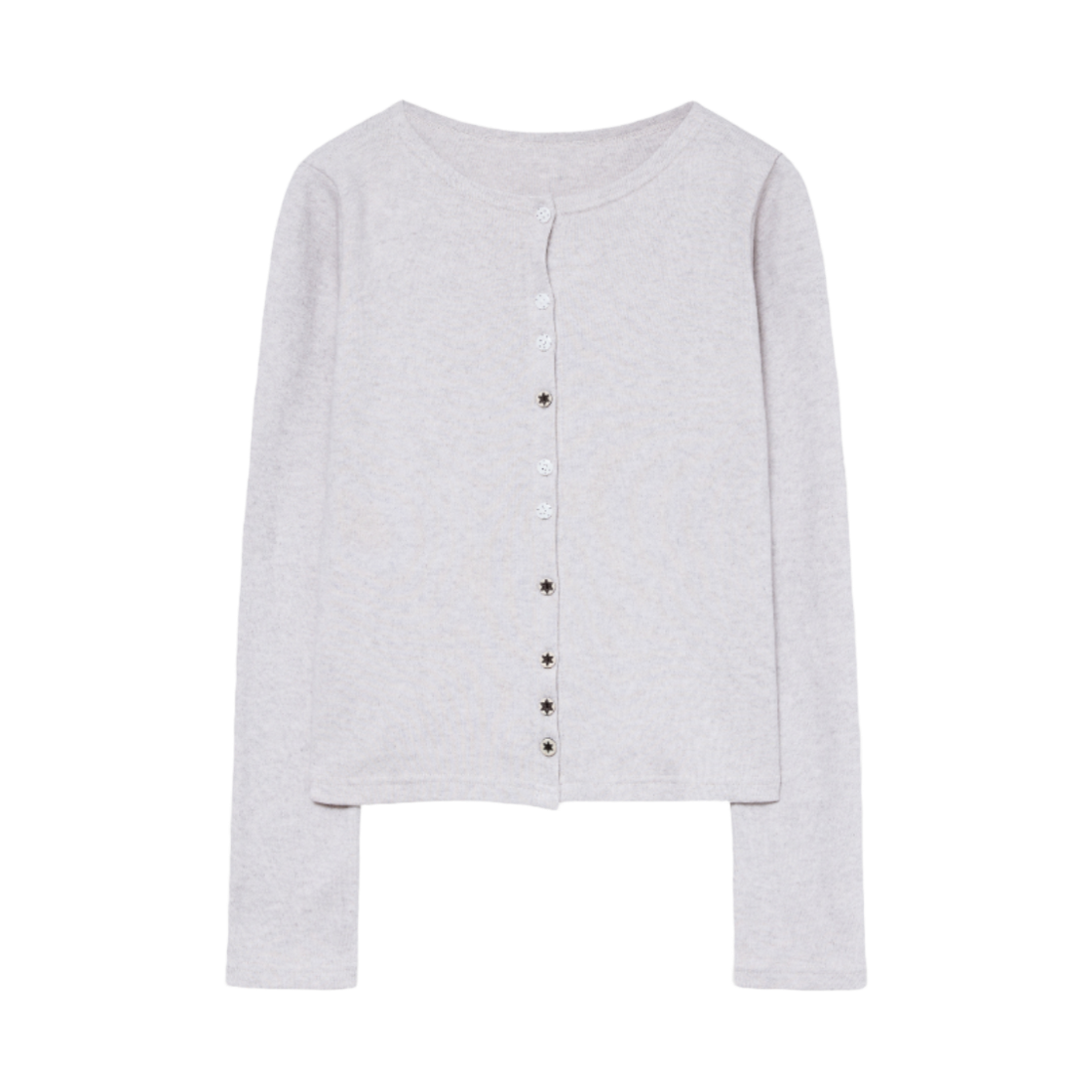 슬릭글로우 스파클 버튼 니트 가디건 라이트 그레이(SLEEKGLOW Sparkle Button Knit Cardigan Light Gray)
