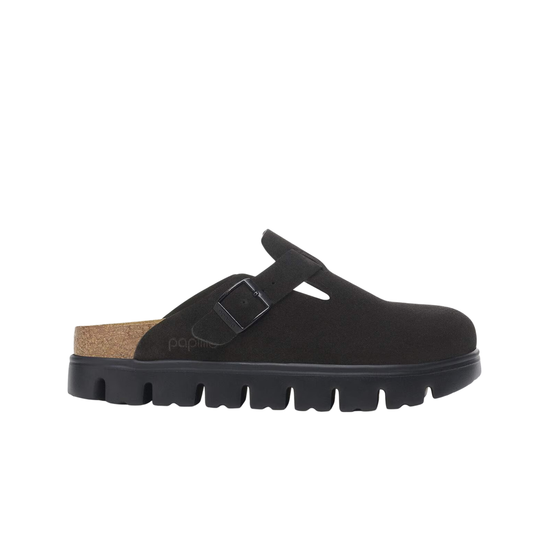 1028317 (W) Birkenstock Boston Chunky Suede Leather Black - Narrow