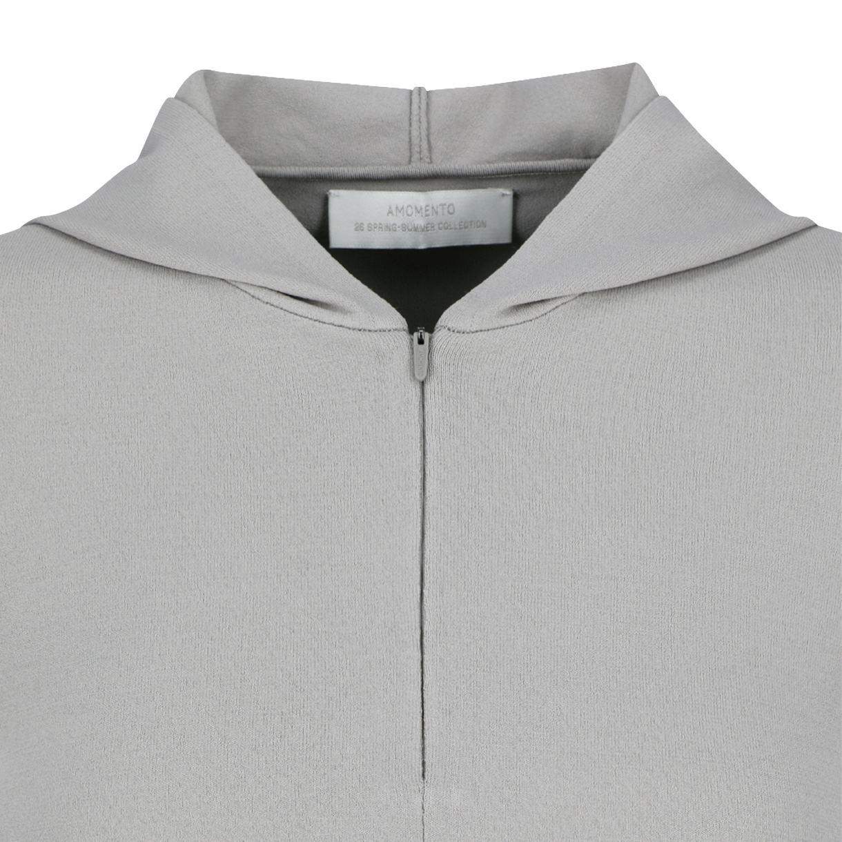 아모멘토 우먼 하프 집업 니트 후디 그레이 베이지 - 26SS(Amomento Women Half Zip-Up Knit Hoodie Grey Beige - 26SS) - 3