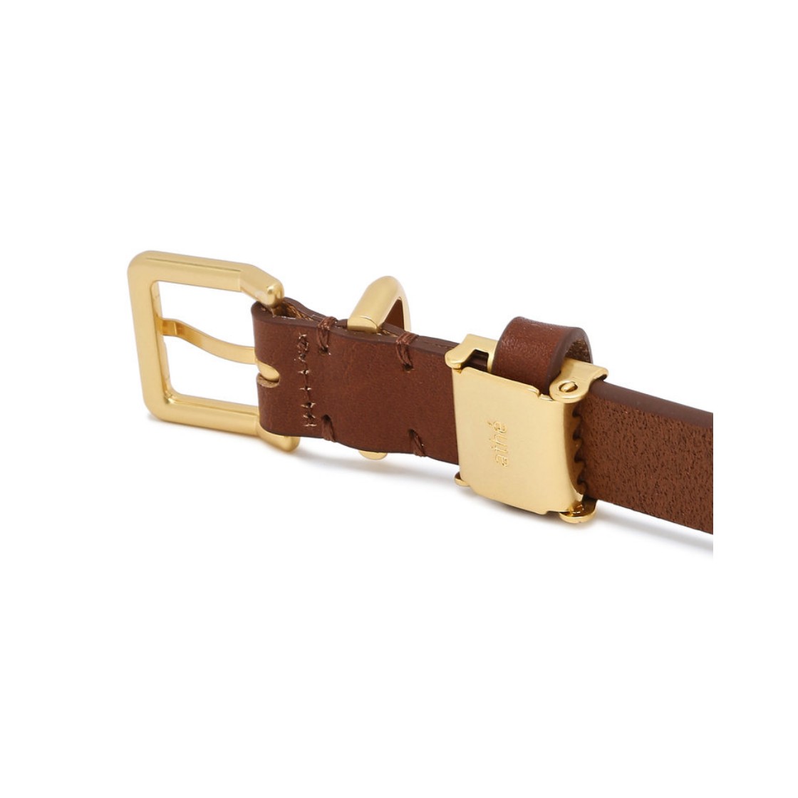 아떼 바네사브루노 액세사리 브라운 사각 버클 가죽 벨트 브라운(Athe Vanessabruno Acc Brown Square Buckle Leather Belt Normal Brown) - 4