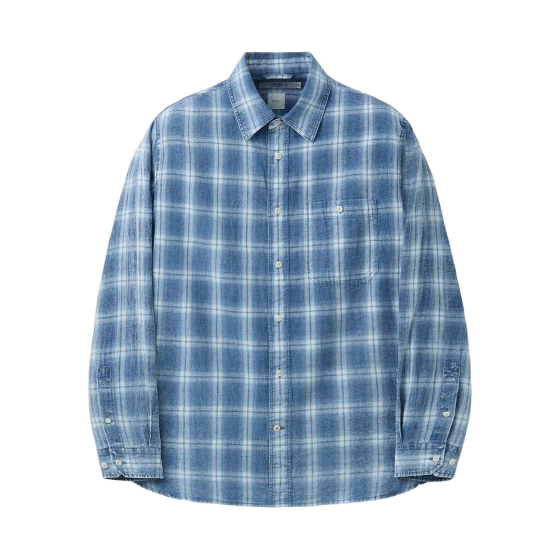 시리즈 인디고 워싱 린넨 혼방 체크 셔츠 인디고(SERIES Indigo Washed Linen Blend Check Shirt Indigo) - 1