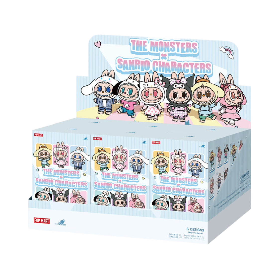 팝마트 라부부 더 몬스터즈 x 산리오 캐릭터 시리즈 인형 키링 미개봉 랜덤박스 (6개입)(Pop Mart Labubu The Monsters x Hello Kitty And Friends Series Vinyl Plush Pendant Sealed Case (6 Blind Boxes))