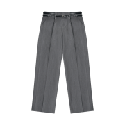 STU Crease Double Belt Slacks In Mid Grey