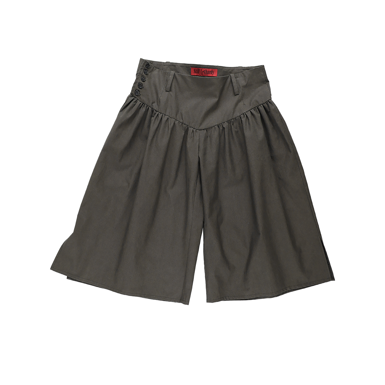 SL26SSPT02BR Still Lethardy V-Yoke Gathered Pants Brown