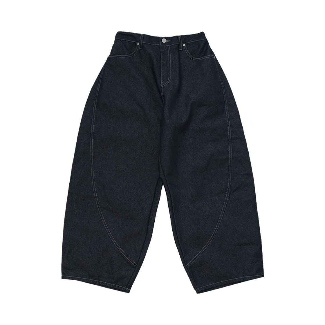 어레이드 커브드 섹션 벌룬 데님 팬츠 인디고(Arrayed Curved Section balloon Denim pants Indigo)