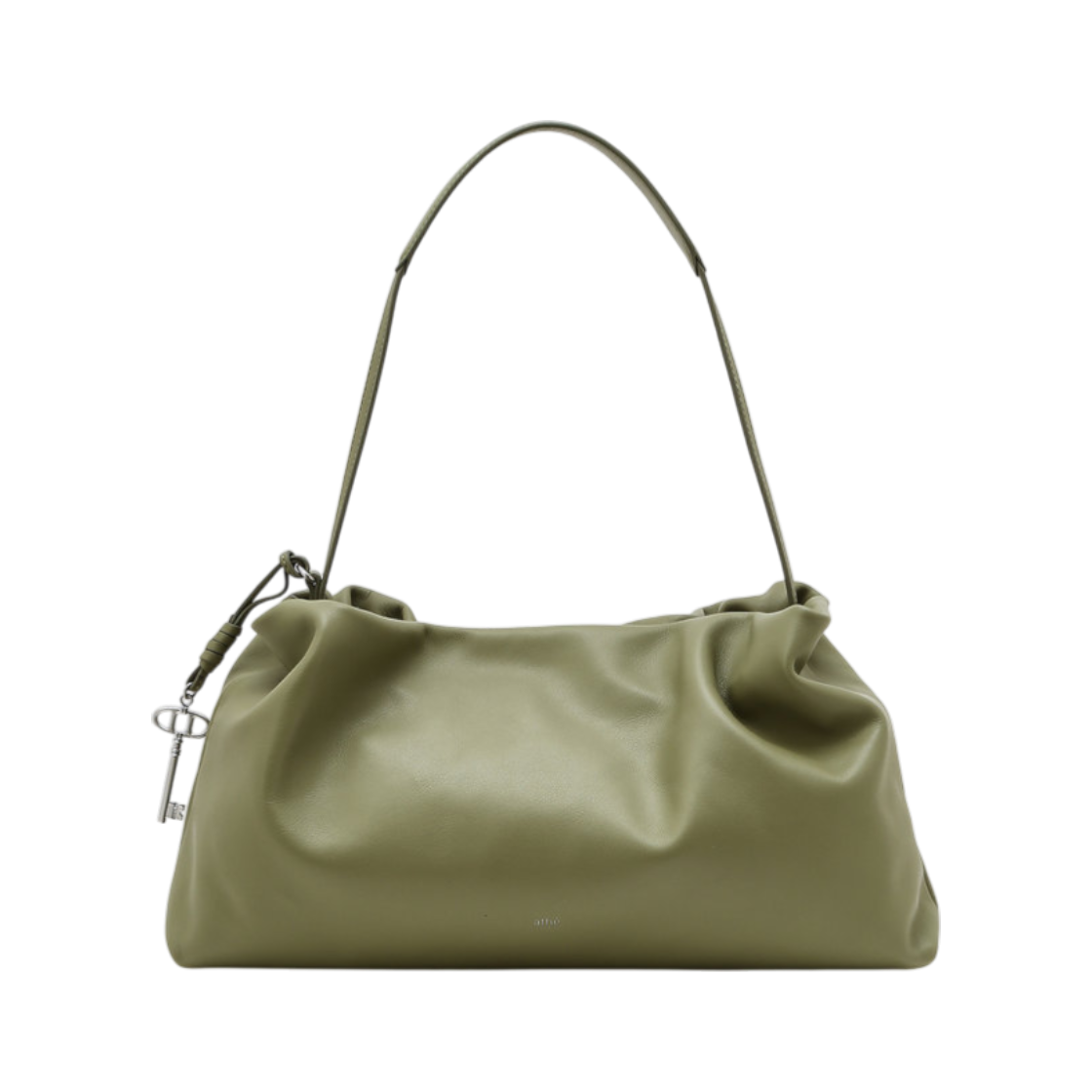 AABA6E540E1 Athe Vanessabruno Acc Mousse Olive Leather Drawstring Shoulder Bag M Light Green
