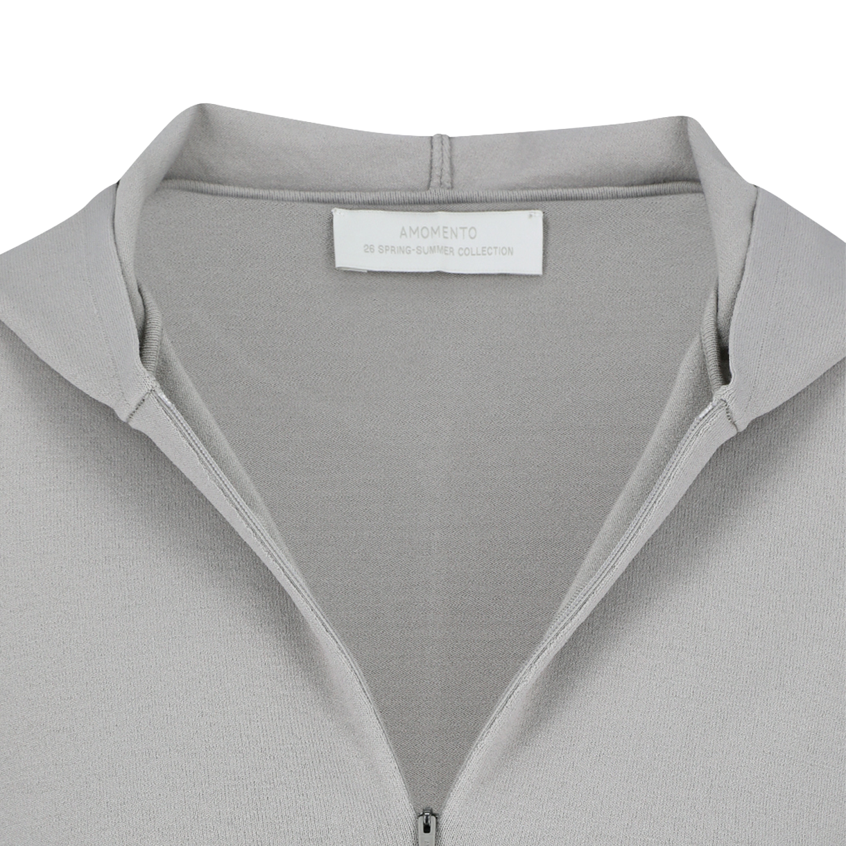 아모멘토 우먼 하프 집업 니트 후디 그레이 베이지 - 26SS(Amomento Women Half Zip-Up Knit Hoodie Grey Beige - 26SS) - 4