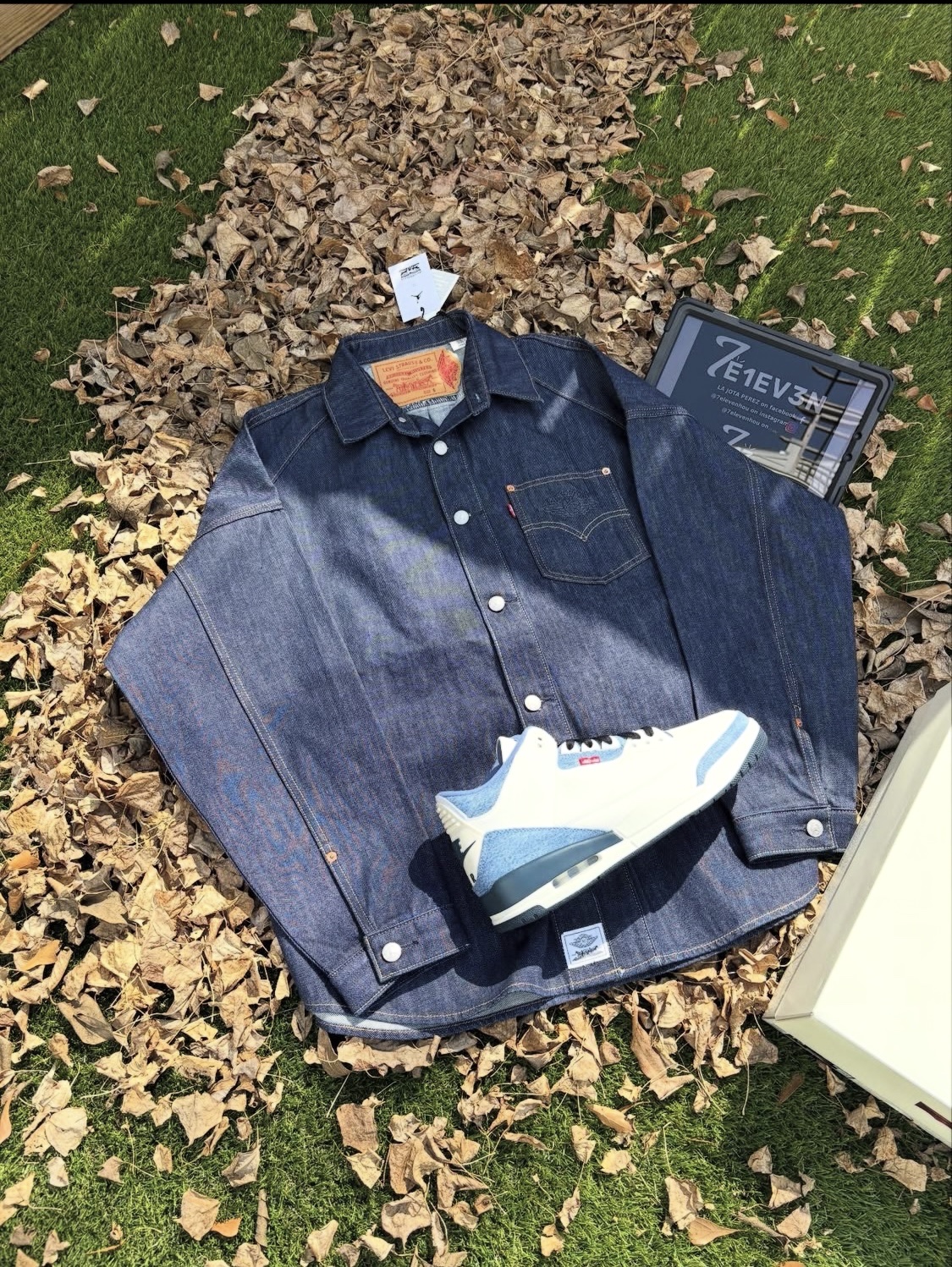 Levi's x Jordan Overshirt Jacket Indigo 착용 스타일 - 2