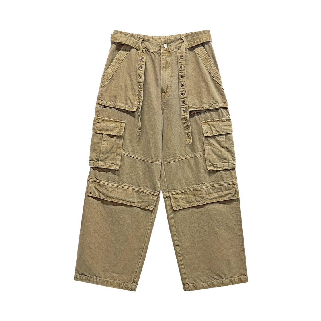 랜 아카이브 0124 아일렛 벨트 카고 팬츠 - 베이지(LAN ARCHIVE 0124 Eyelet Belt Cargo Pants - Beige)