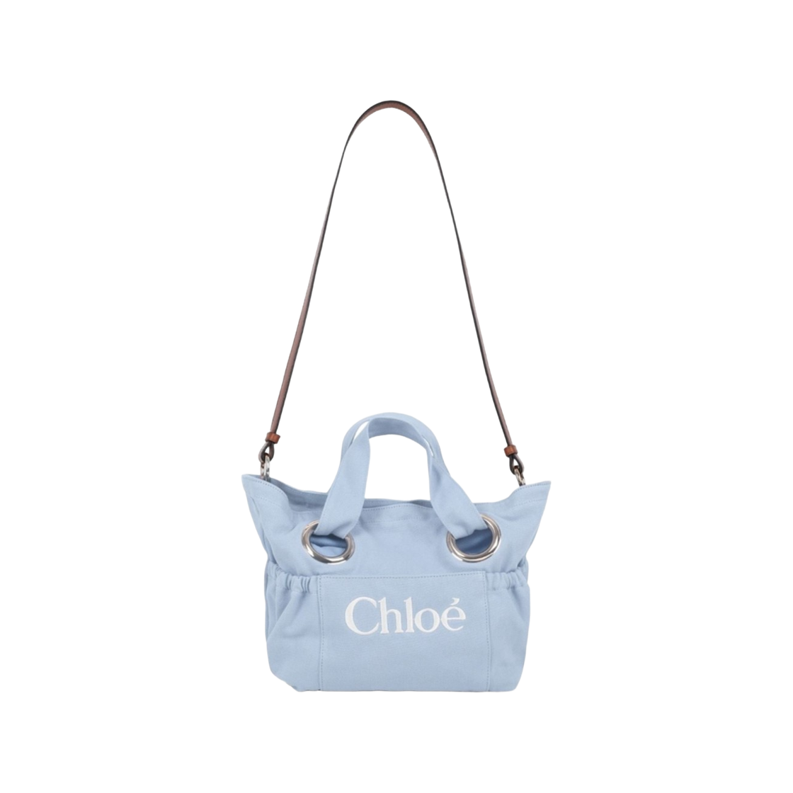 (키즈) 끌로에 로고 자수 캔버스 토트백 블루((Kids) Chloe Logo Embroidered Canvas Tote Bag Blue) - 1