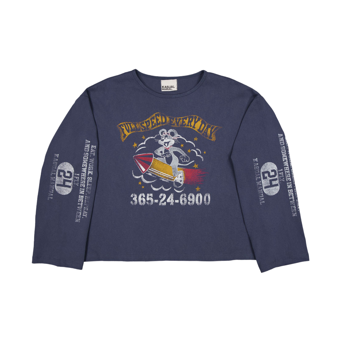 캐주얼 매뉴얼 로켓 티셔츠 네이비(Kasual Manual Rocket Pigment T-Shirt Faded Navy) - 1