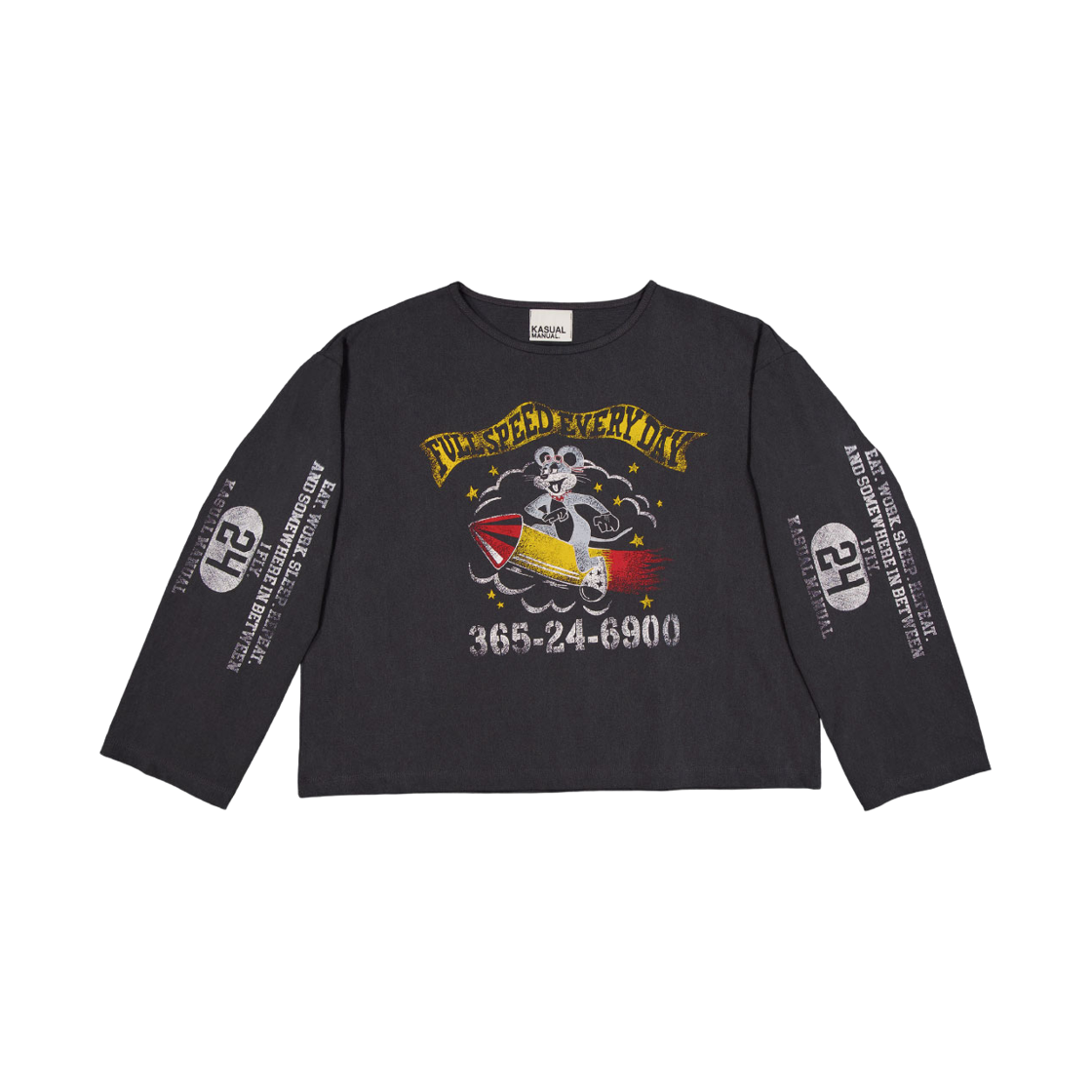 캐주얼 매뉴얼 로켓 티셔츠 차콜(Kasual Manual Rocket Pigment T-Shirt Faded Charcoal)