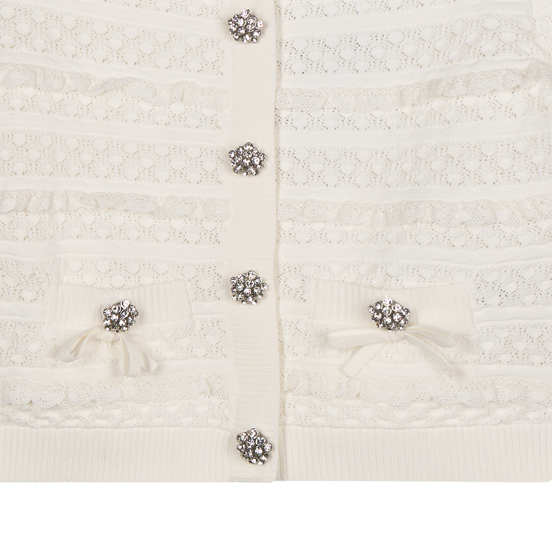 셀프 포트레이트 우먼 화이트 포인텔 디어만테 가디건 화이트 - 26SS(Self Portrait Women White Pointelle Diamante Cardigan White - 26SS) - 5