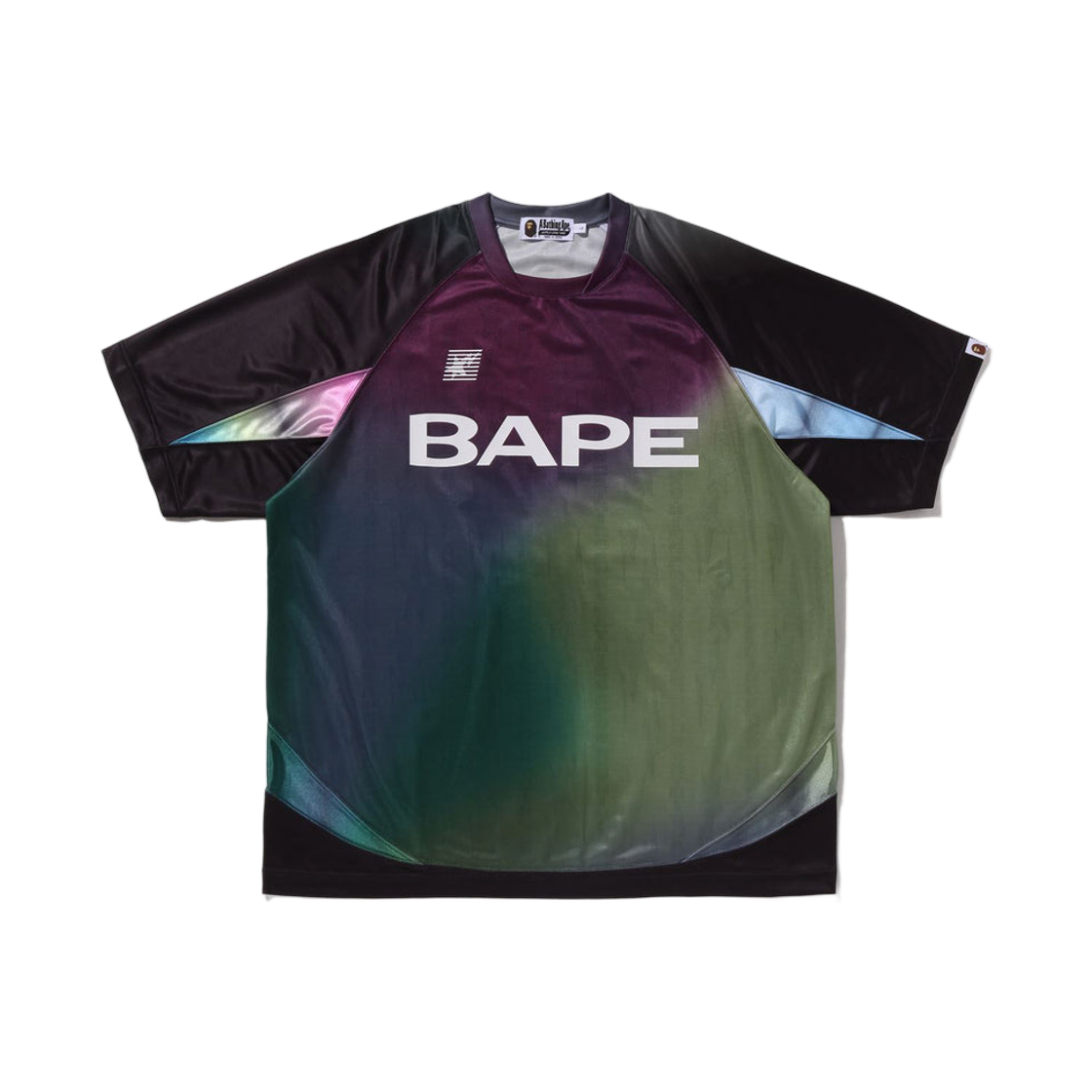 - BAPE Tie Dye Sta Stripe Pattern Relaxed Fit Football Jersey T-Shirt Black