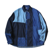 Kapital Cotton X Linen IDG Patch Kathmandu Shirt Indigo