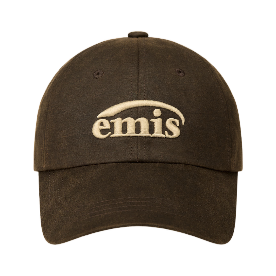 - Emis Washed Faux Leather Ball Cap Brown