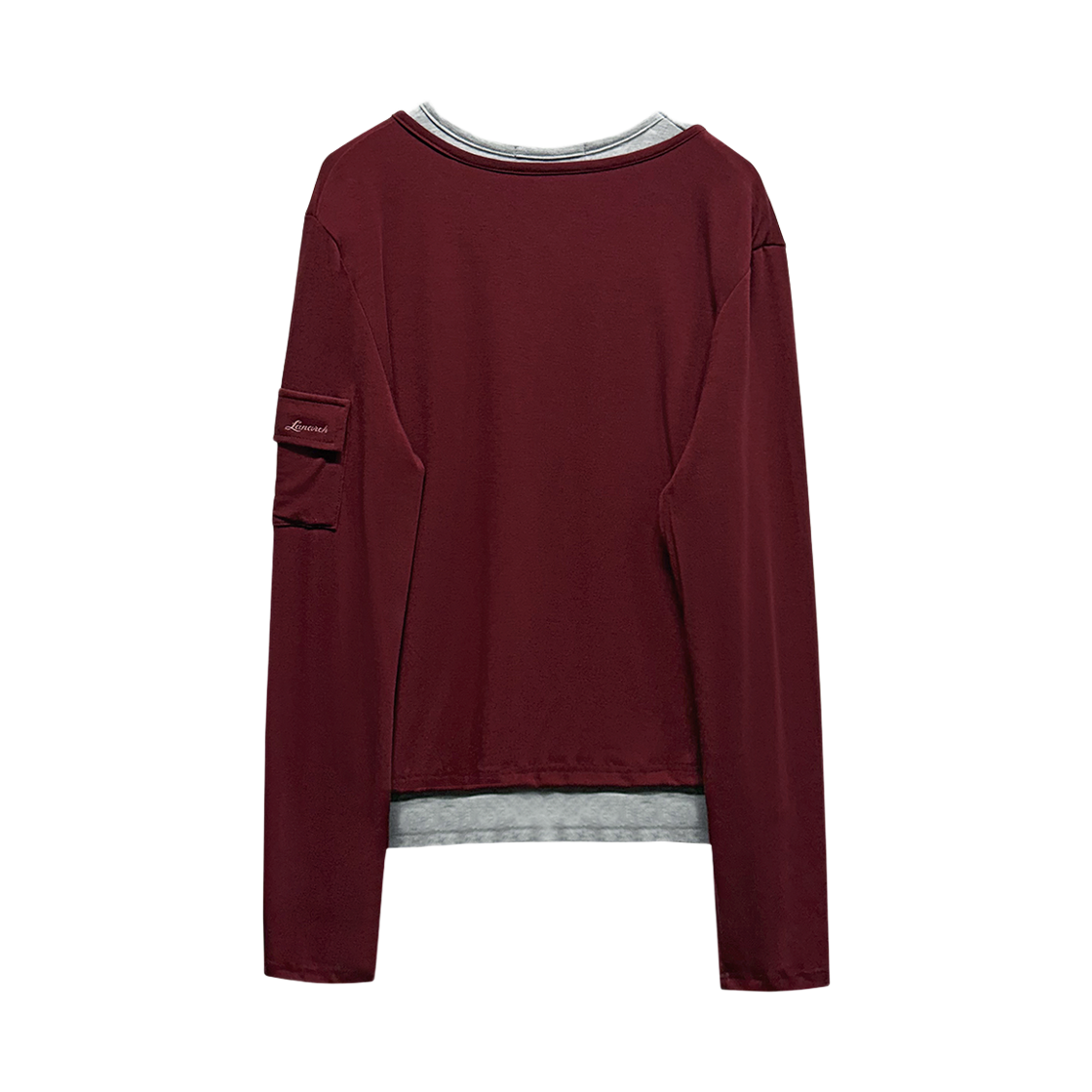 랜 아카이브 0105 레이어드 헨리넥 롱슬리브 - 버건디(LAN ARCHIVE 0105 Layered Henley Neck Long Sleeve - Burgundy) - 2