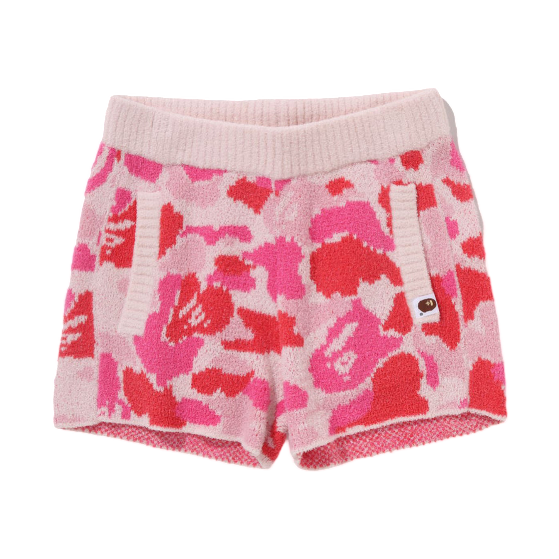(W) 베이프 ABC 카모 타월 자카드 쇼츠 핑크((W) BAPE ABC Camo Towel Jacquard Shorts Pink) - 1