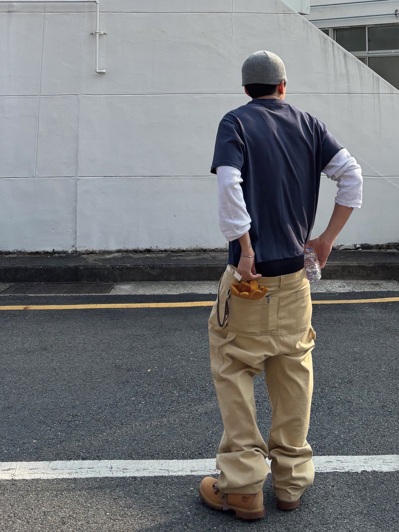 Wapworks Heavy Duty Service Work Pants beige, Wapworks Heavy Duty Service Work Pants black 착용 스타일 - 1