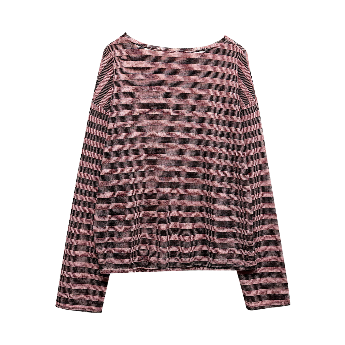 랜 아카이브 0097 타이포 스트라이프 시스루 롱슬리브 - 핑크(LAN ARCHIVE 0097 Typo Stripe Sheer Long Sleeve - Pink) - 2