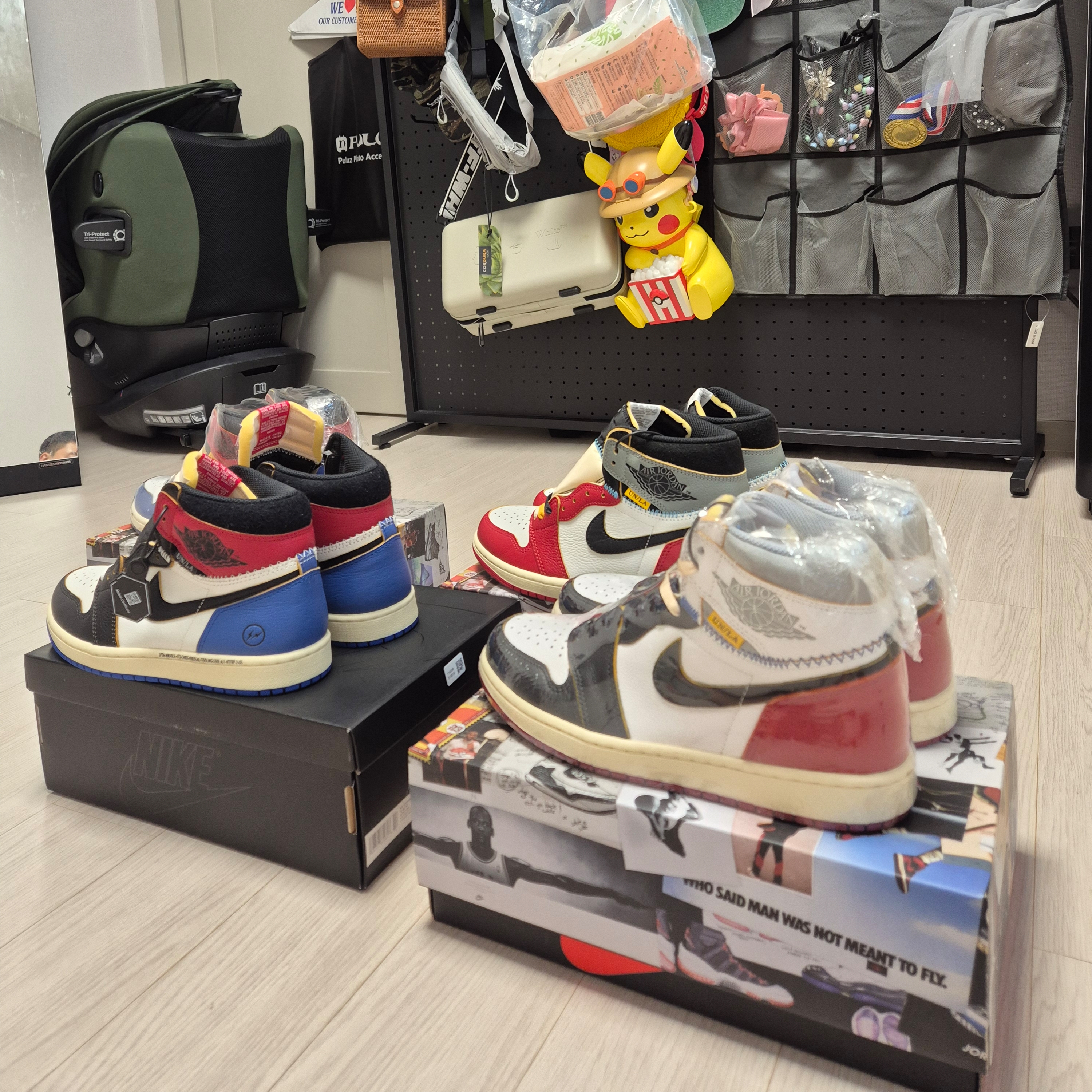 Jordan 1 x Fragment x Union LA Black and Varsity Red, Jordan 1 x Union Retro High OG Chicago Shadow 착용 스타일 - 4