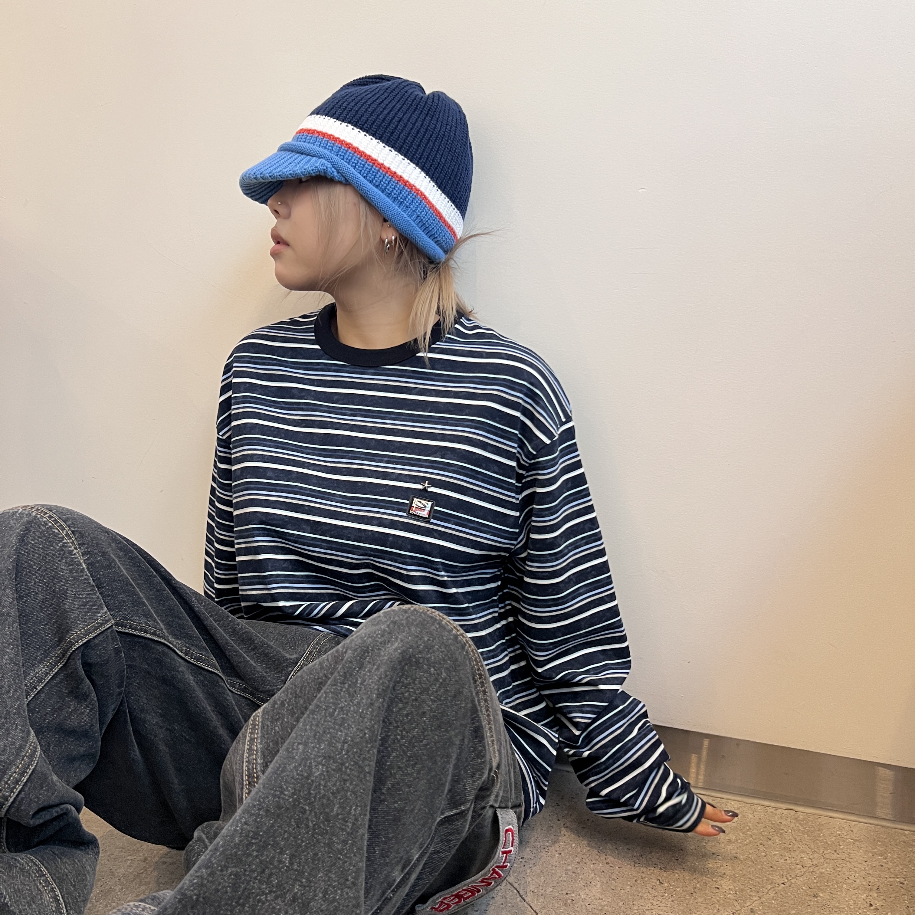 SPORT CHAMBER SC Transition T-shirt NAVY, SPORT CHAMBER SC Glide Knit Cap NAVY 착용 스타일 - 2