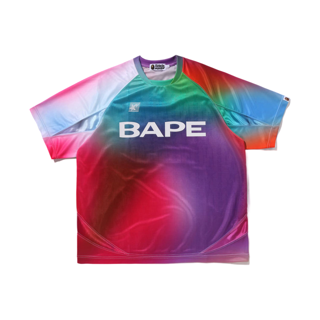 - BAPE Tie Dye Sta Stripe Pattern Relaxed Fit Football Jersey T-Shirt Multi