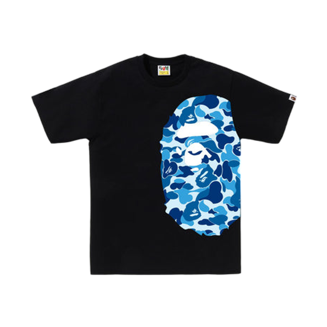 - BAPE ABC Camo Side Big Ape Head T-Shirt Black Blue