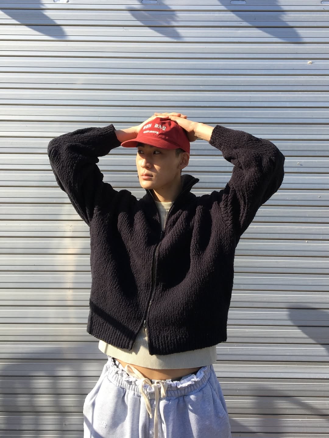 Sunday Ceremony Vintage Washed 5 Panel Cotton Cap - Red 착용 스타일