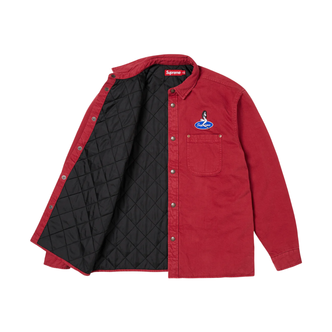 슈프림 퀼티드 라인드 데님 스냅 셔츠 레드 - 26SS(Supreme Quilted Lined Denim Snap Shirt Red - 26SS) - 2