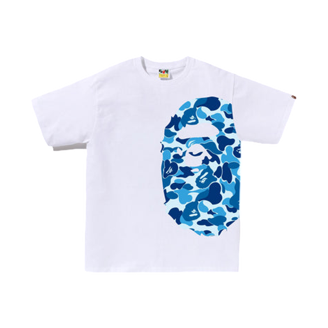- BAPE ABC Camo Side Big Ape Head T-Shirt White Blue
