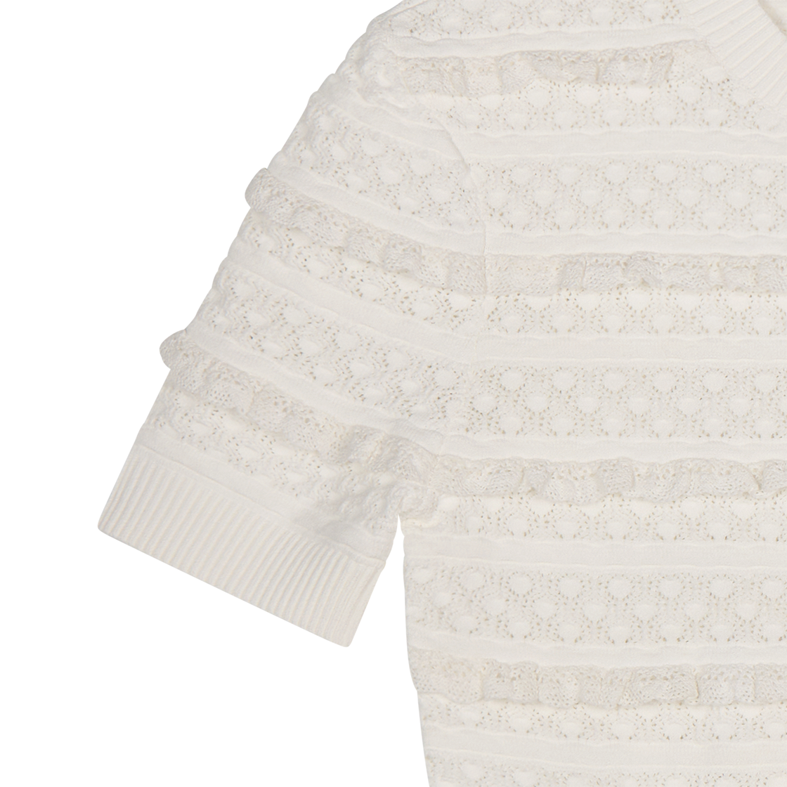 셀프 포트레이트 우먼 화이트 포인텔 니트 탑 화이트 - 26SS(Self Portrait Women White Pointelle Knit Top White - 26SS) - 6