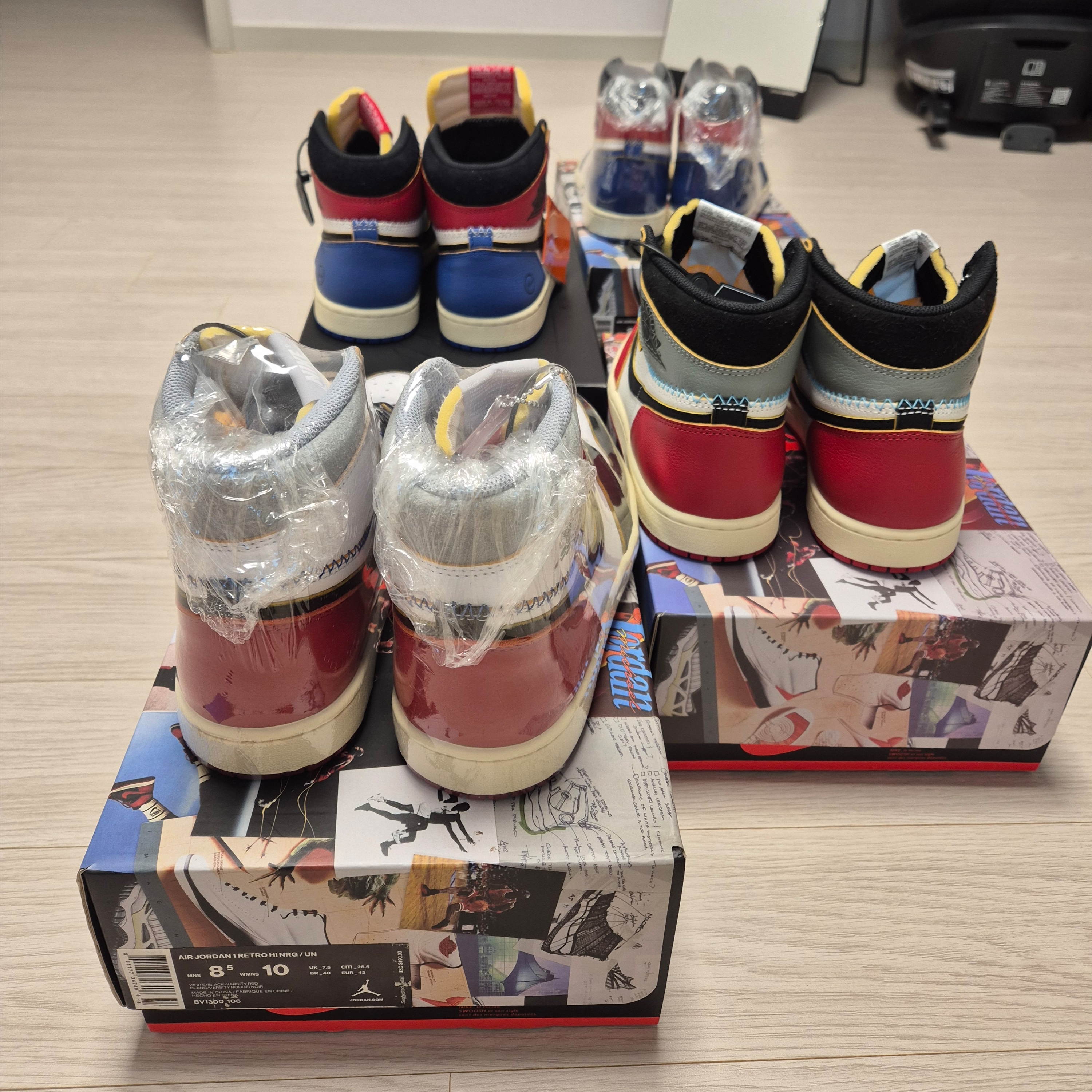 Jordan 1 x Fragment x Union LA Black and Varsity Red, Jordan 1 x Union Retro High OG Chicago Shadow 착용 스타일 - 5