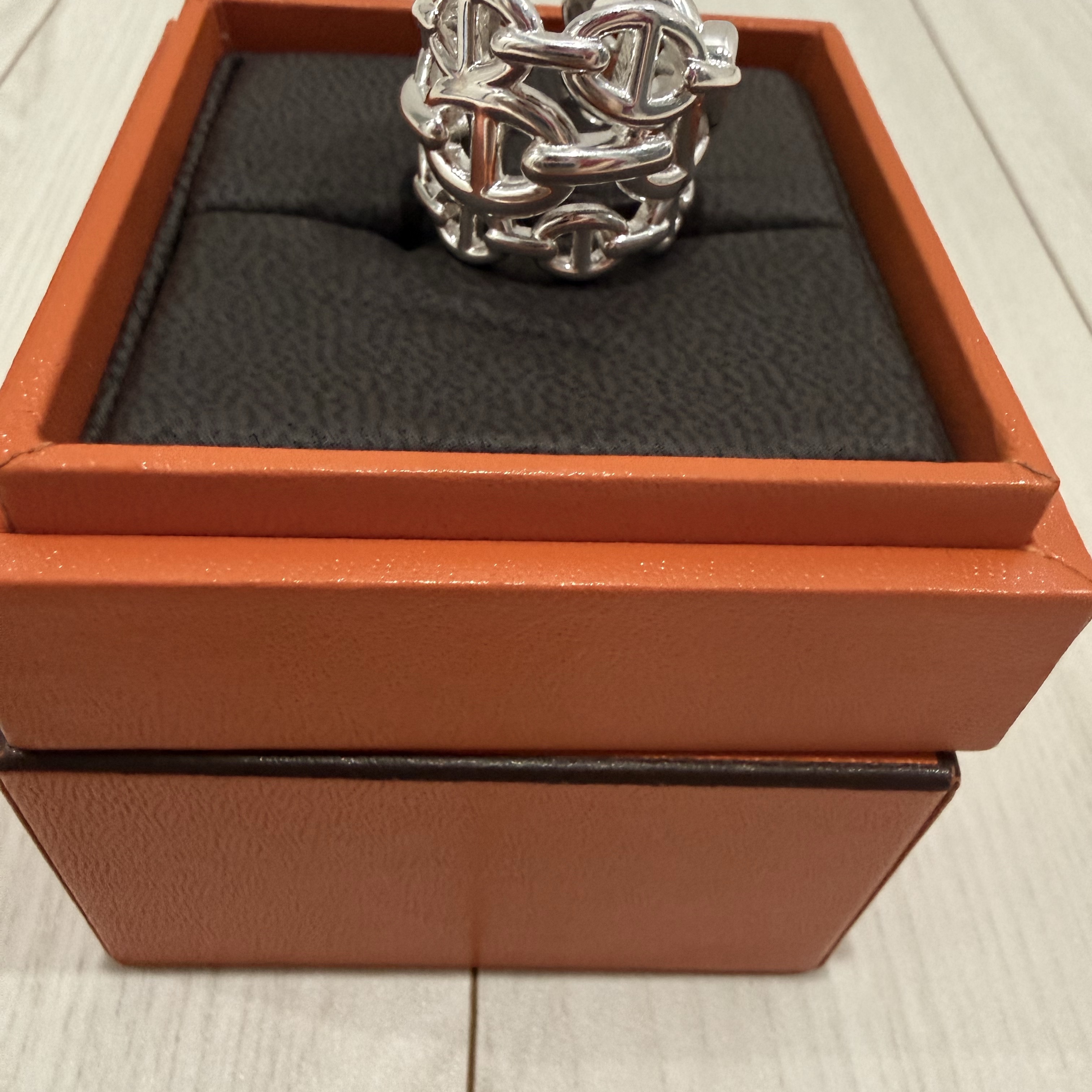 (W) Hermes Large Chaine D'Ancre Enchainee Ring Sterling Silver 착용 스타일 - 4