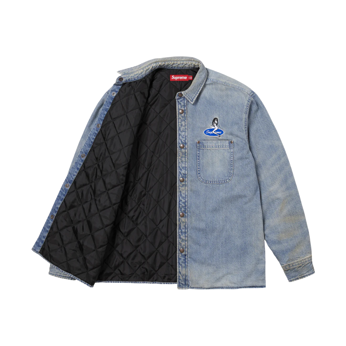 슈프림 퀼티드 라인드 데님 스냅 셔츠 더티 인디고 - 26SS(Supreme Quilted Lined Denim Snap Shirt Dirty Indigo - 26SS) - 2
