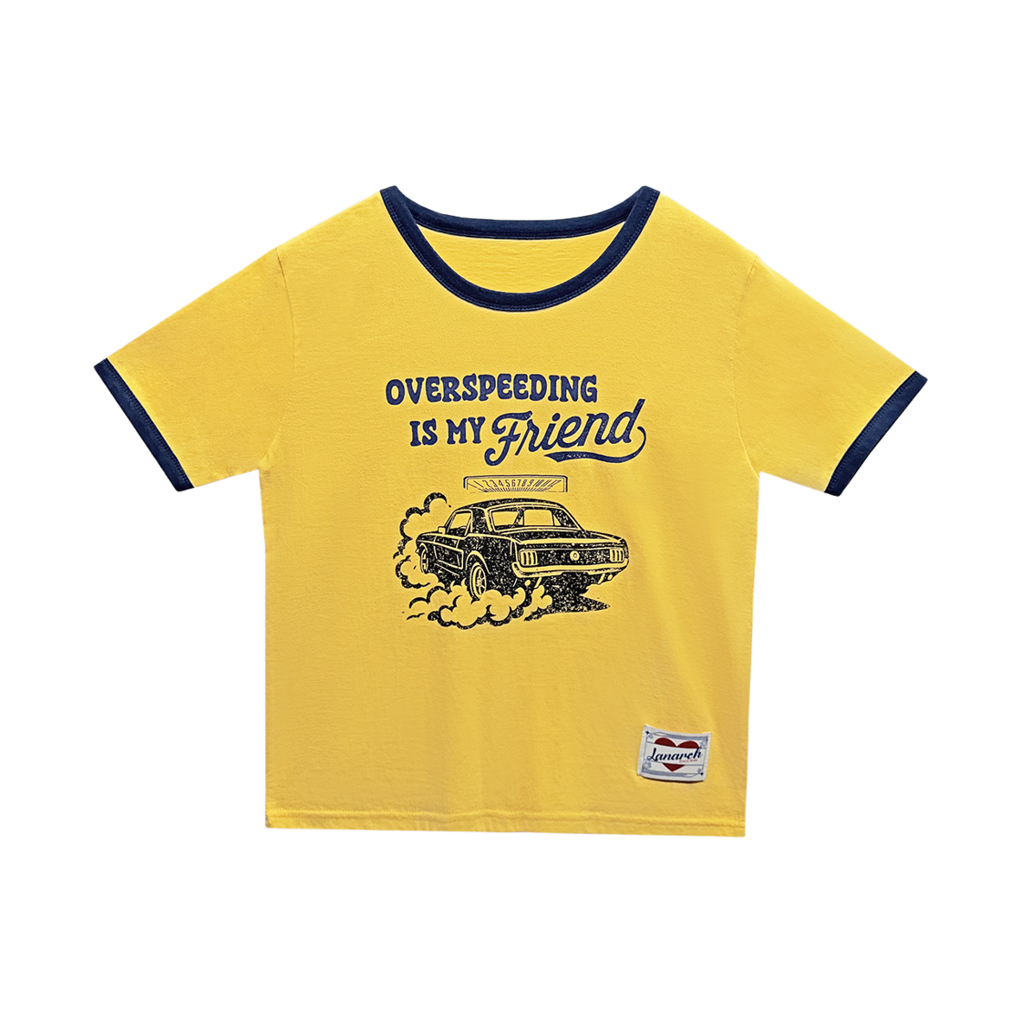 랜 아카이브 0093 오버스피드 링거 티셔츠 - 옐로우(LAN ARCHIVE 0093 Overspeed Ringer T-Shirt - Yellow)