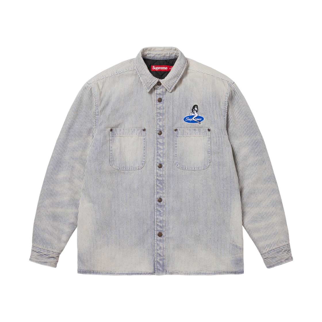 - Supreme Quilted Lined Denim Snap Shirt Stripe - 26SS