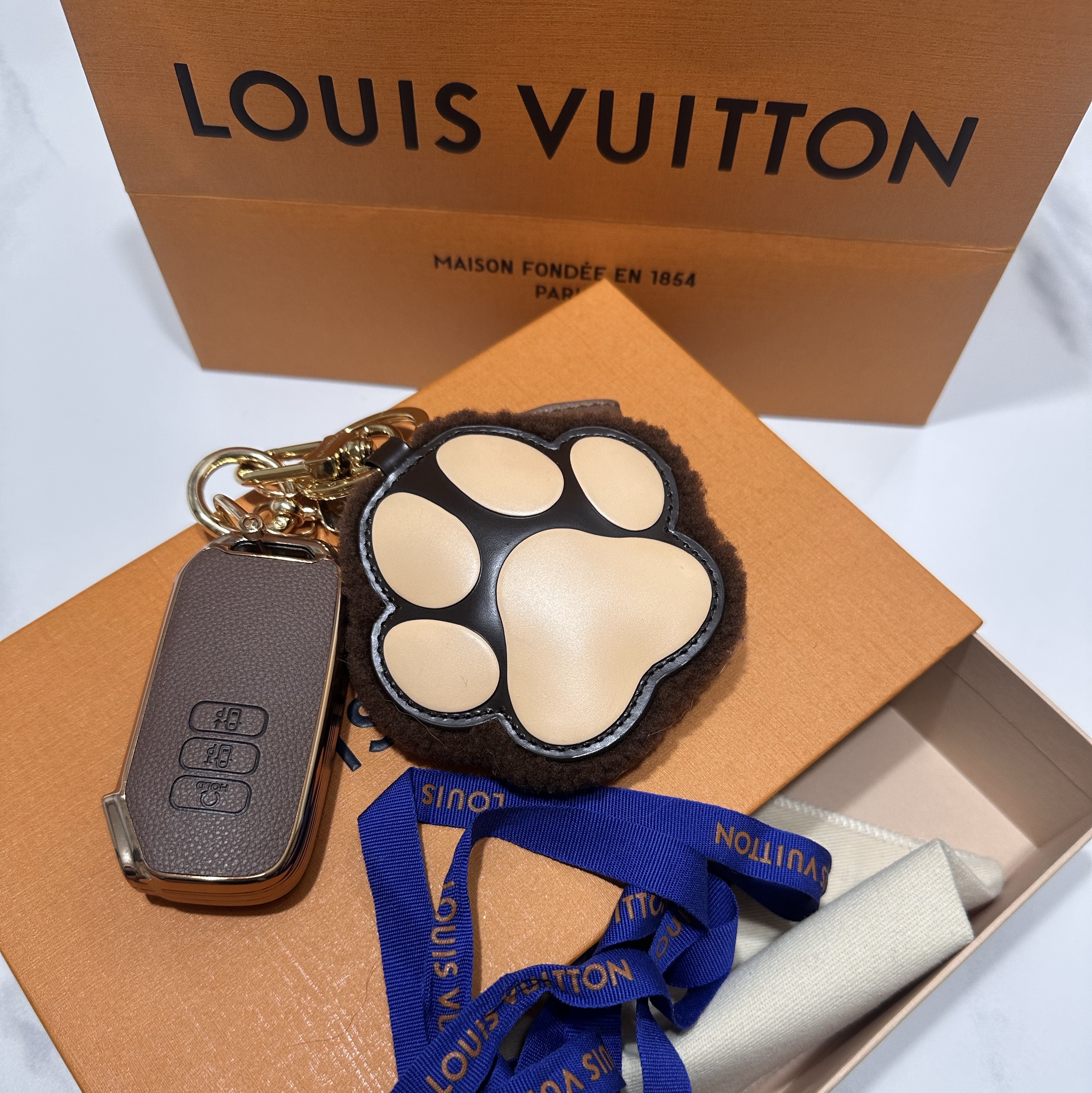 Louis Vuitton LV Paw Key Holder & Bag Charm Brown 착용 스타일 - 2